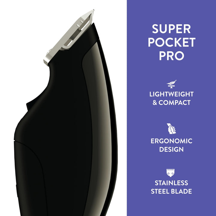 Professional Animal Super Pocket Pro Pet, Dog, & Cat Trimmer & Grooming Kit - Black Chrome