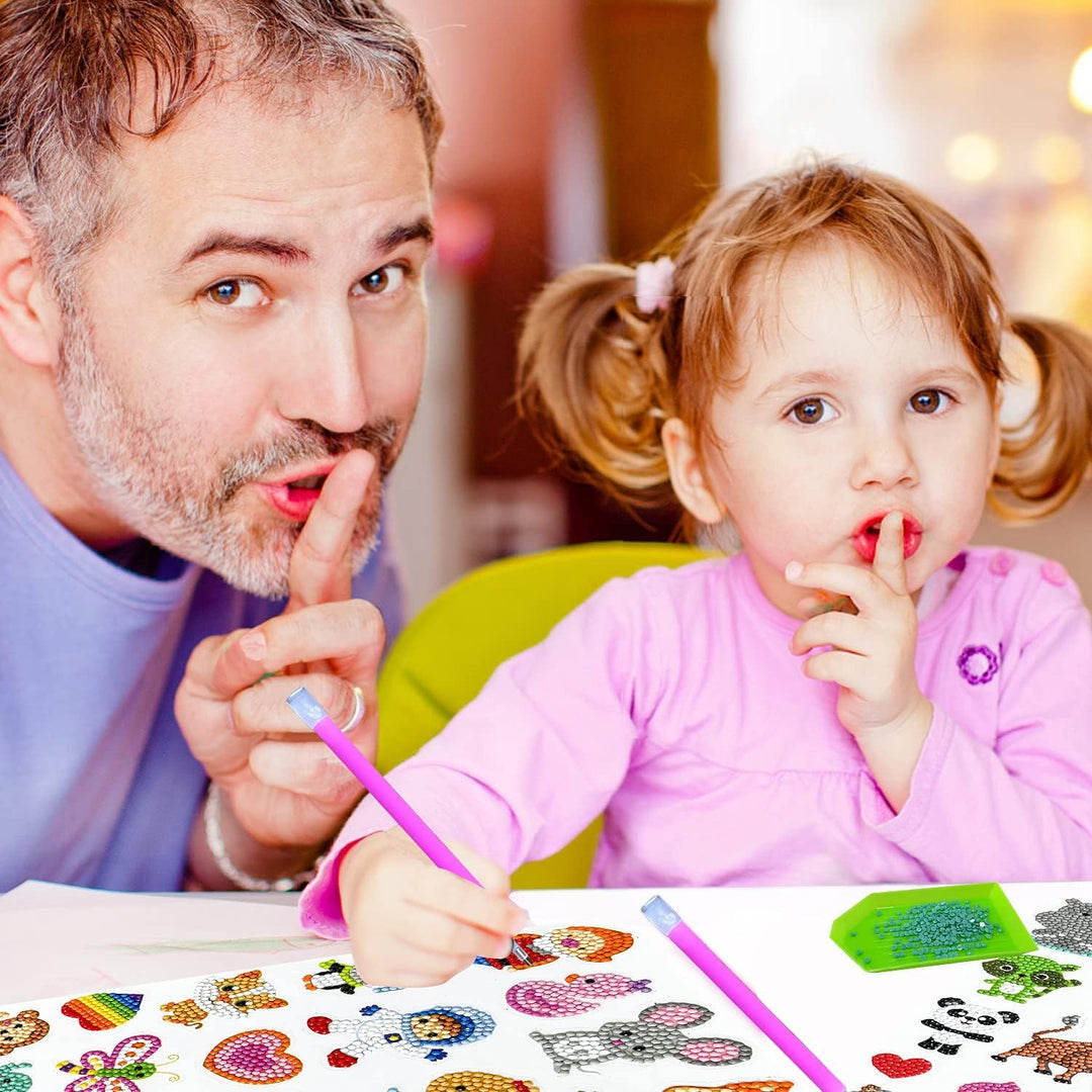80pcs Diamond Stickers for Kids - 5D DIY Gem Art Kits, Safe and Colorful Crafts for Girls, Boys, and Beginners