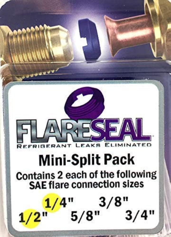 ® Model MSP-0408 Leak Free SAE Flare Connections - Refrigerant Leaks Refrigeration, HVAC, Ductless, Schrader Valve or Mini Split Applications (1/4, Mini Split Pack - (2) 1/4 and (2) 1/2)
