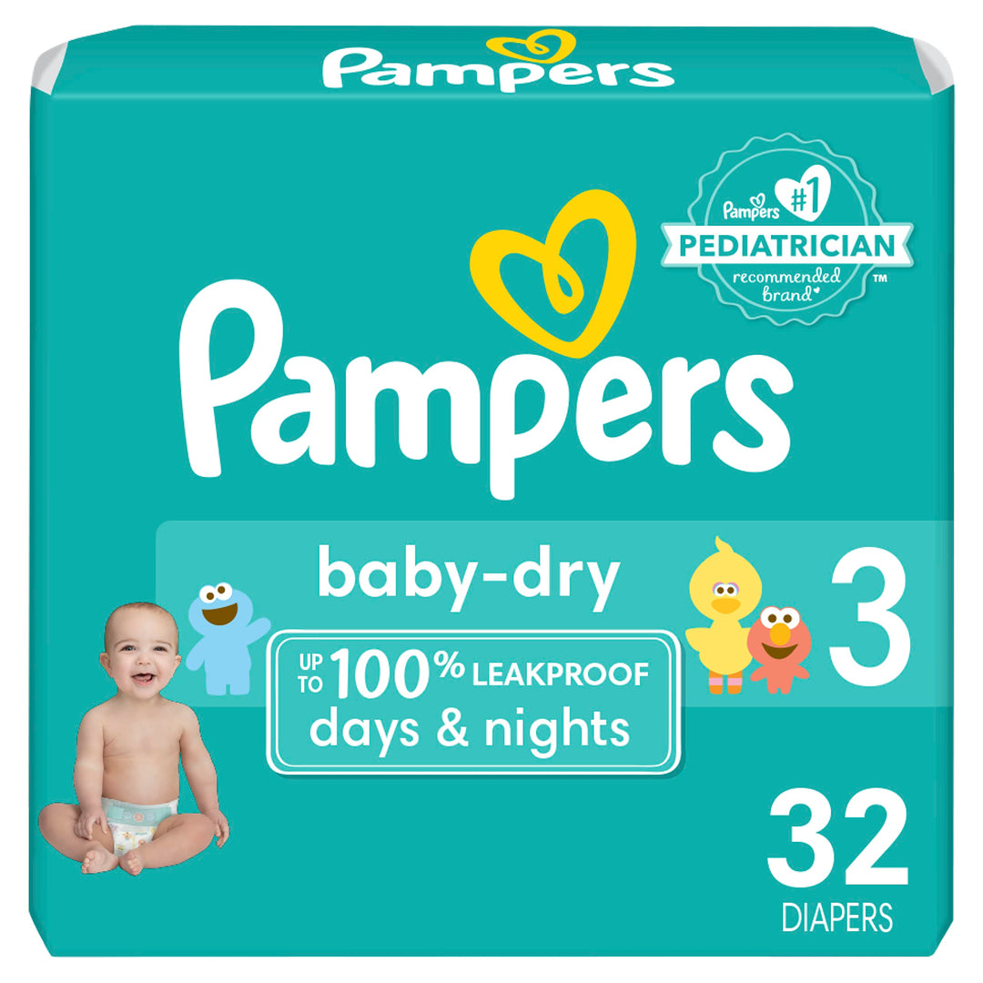 Baby-Dry Disposable Diapers Size 3, 32 Count, JUMBO