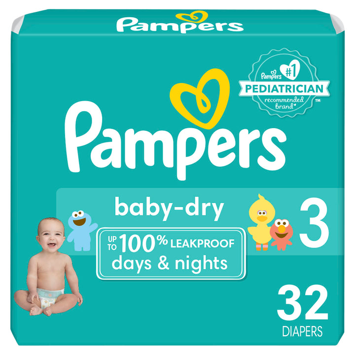 Baby-Dry Disposable Diapers Size 3, 32 Count, JUMBO