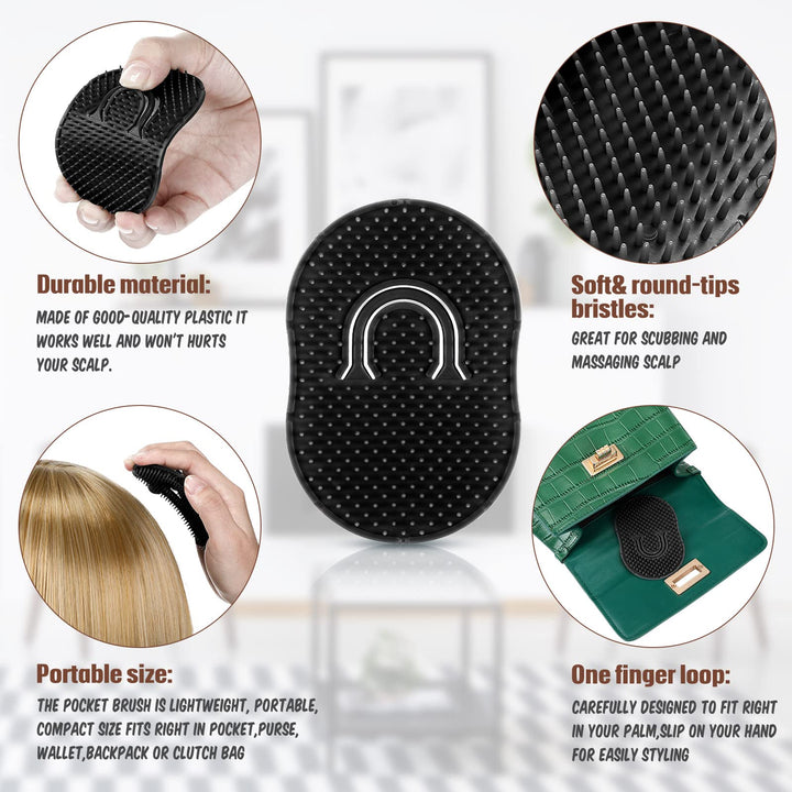 12 Packs Men's Hand Combs with Portable Soft Scalp Massage Brush for Hair, Travel, and Pets (Black)
