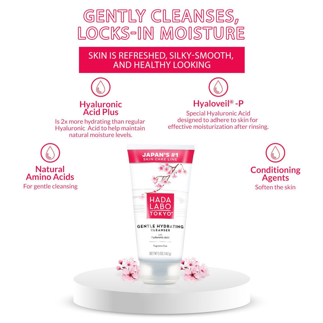 Gentle Hydrating Foaming Facial Cleanser, Fragrance-Free Sensitive Skin Face Wash with Hyaluronic Acid and Conditioning Agents Soften Skin, Locks In Moisture, 5.0 Oz