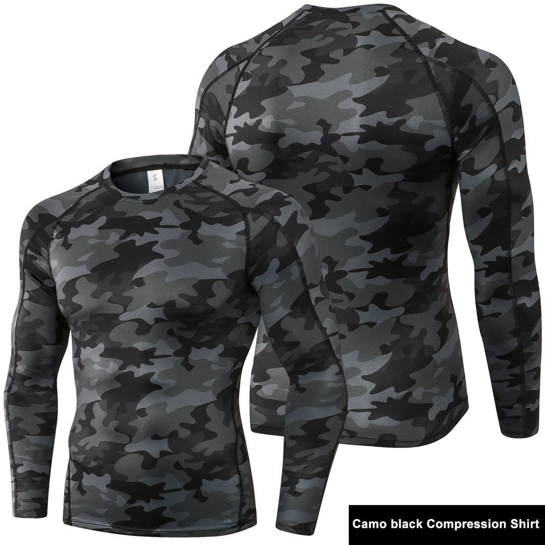 Compression Shirt for Men Long Sleeve Workout Gym Shirt Running Tops Cool Dry Base Layer Athletic Undershirt Warm
