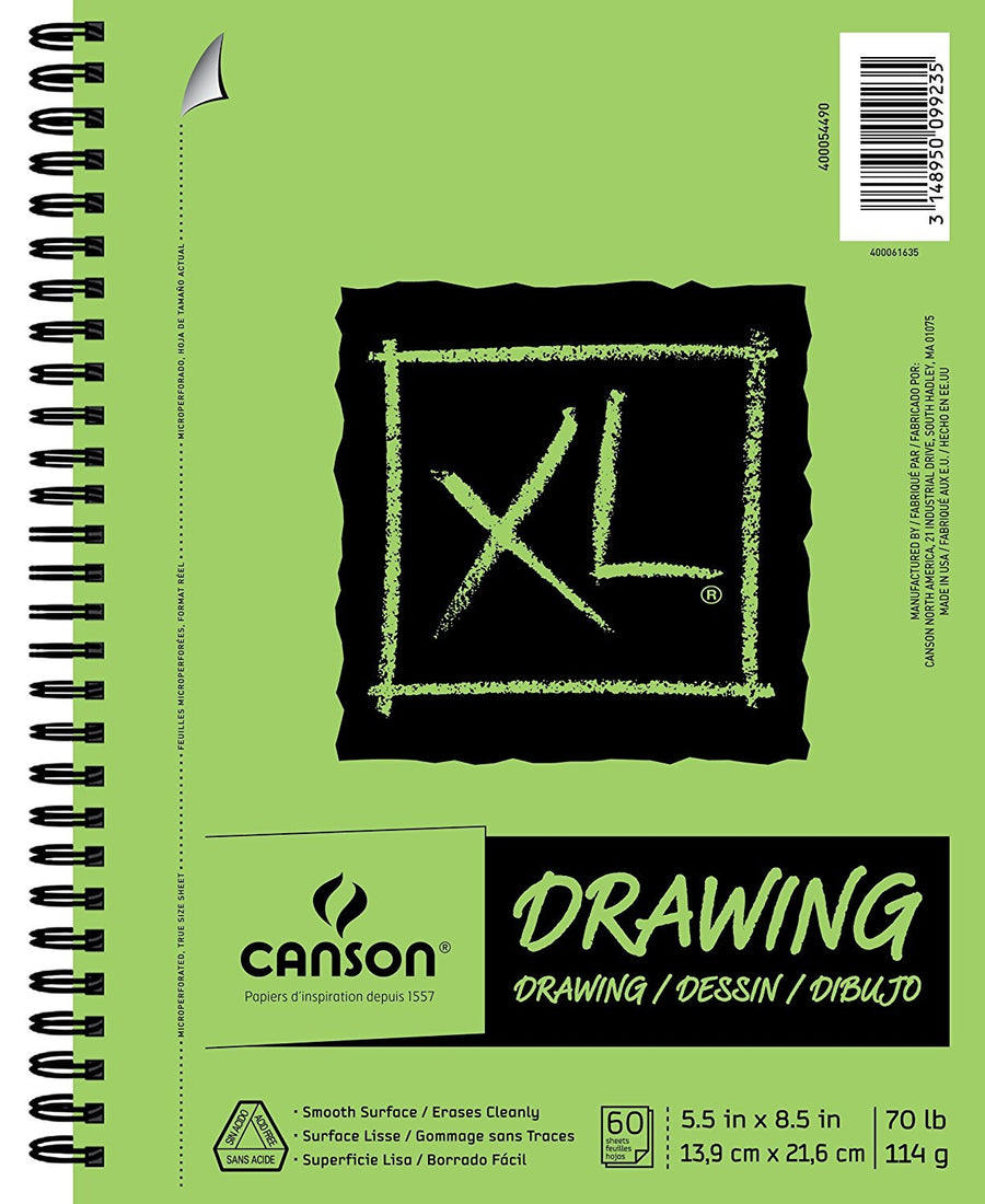 XL Series Drawing Paper, Wirebound Pad, 5.5x8.5 inches, 60 Sheets (70lb/114g) - Artist Paper for Adults and Students - Charcoal, Colored Pencil, Ink, Pastel, Marker