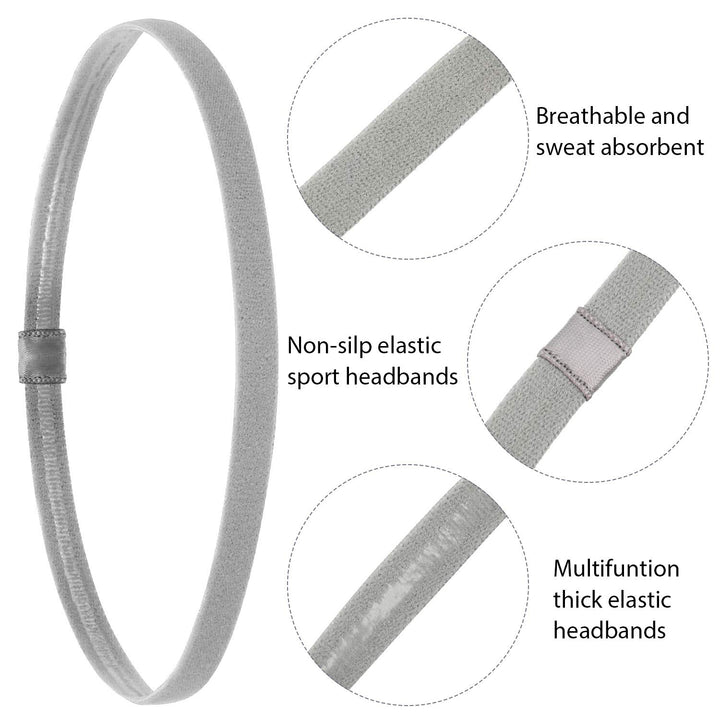 12 Pieces Thin Non-Slip Elastic Sport Headbands, Hair Bands with Non Slip Silicone Grip Exercise Hair Sweatbands for Men Women Football Basketball Soccer Tennis Yoga (Multi-Colors)