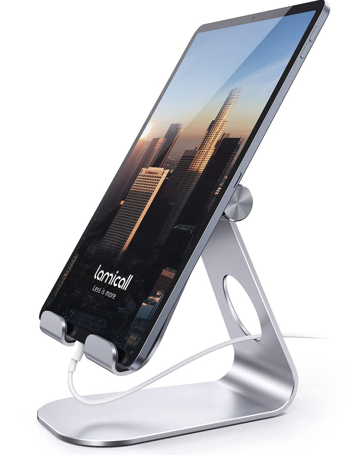 Tablet Stand, Adjustable Tablet Holder - Desktop Stand Dock Holder Compatible with 4-13 Tablet Such as iPad Pro 11, 9.7, 10.5, 12.9 Air Mini 4 3 2, Kindle, Nexus, Tab, Silver