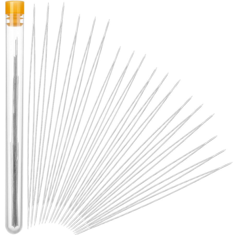 30 Pcs 6 Size Beading Needles Big Eye Beading Needles Collapsible Seed Bead Threader Beading Embroidery Stainless Needles with Needle Bottle for Jewelry Making, Bracelets, Crafts