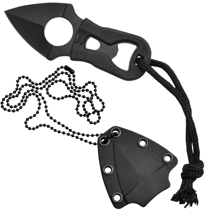 Heater II 4.25 Compact Durable Corrosion-Resistant 420 Stainless Steel Survival Tactical Fixed Blade Neck Knife, Molded Sheath with Belt Clip Included