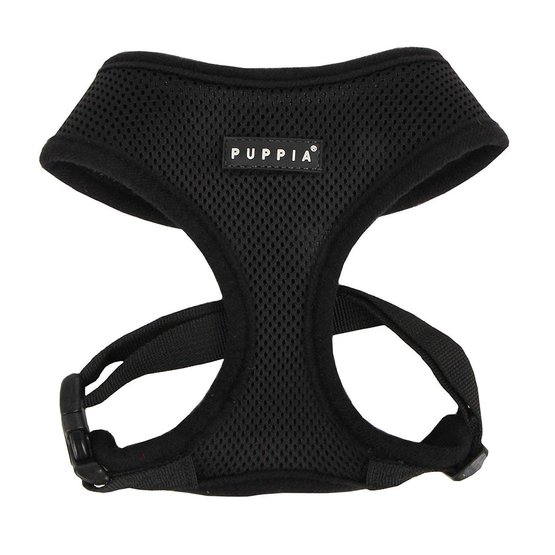 Soft Dog Harness No Choke Over-The-Head Triple Layered Breathable Mesh Adjustable Chest Belt and Quick-Release Buckle, Black, Small