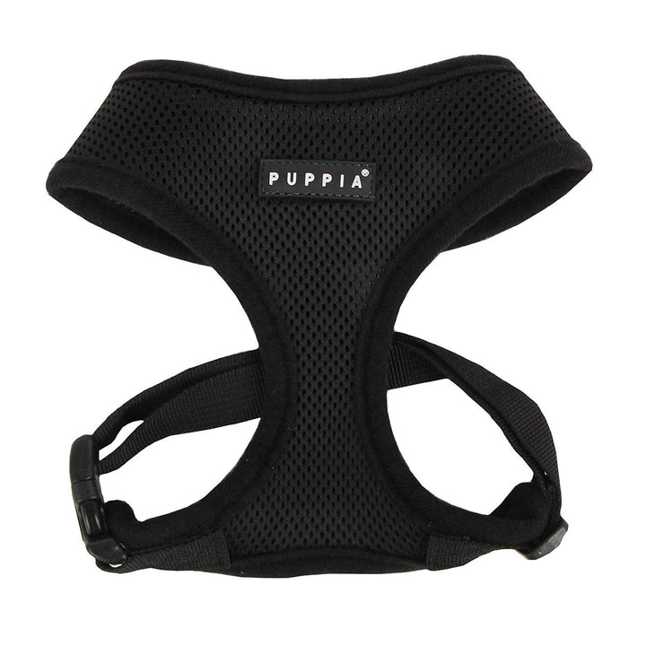 Soft Dog Harness No Choke Over-The-Head Triple Layered Breathable Mesh Adjustable Chest Belt and Quick-Release Buckle, Black, Small