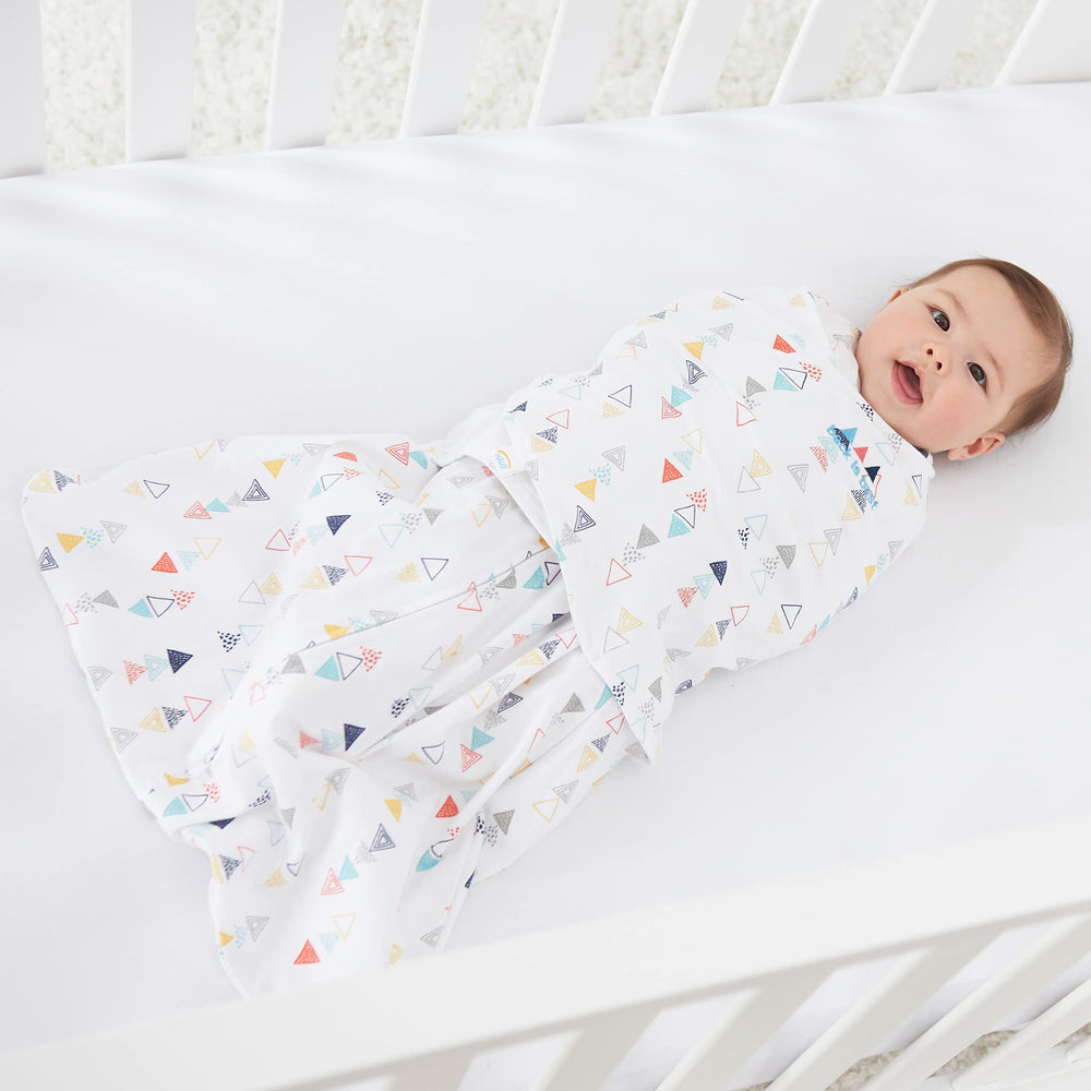 Sleepsack 3-Way Adjustable Baby Swaddle, 100% Cotton - Neutral Triangles, Newborn