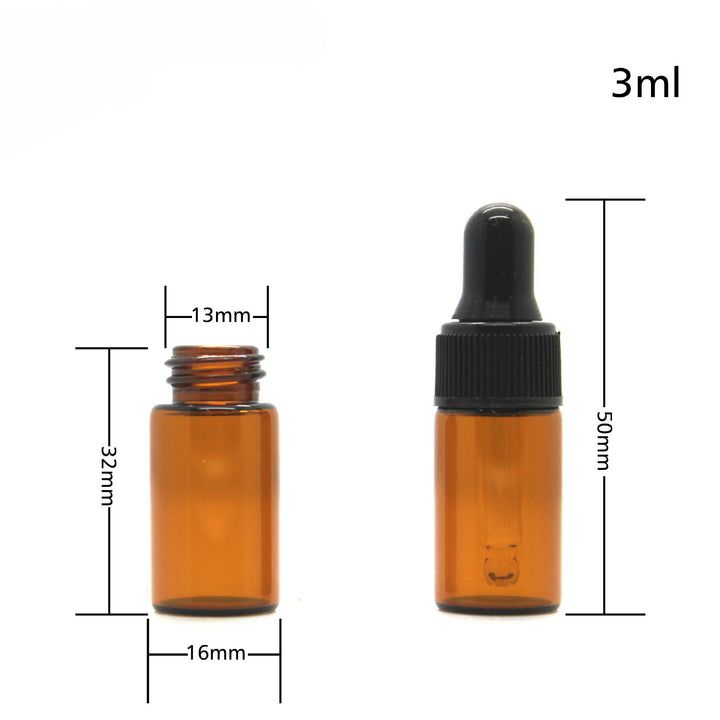 3Ml: 12Pcs 1Ml/2Ml/3Ml Empty Amber Glass Essential Oil Bottle Jar with Glass Eye Dropper Cosmetic Makeup Sample Container Bottle Pot (3Ml)