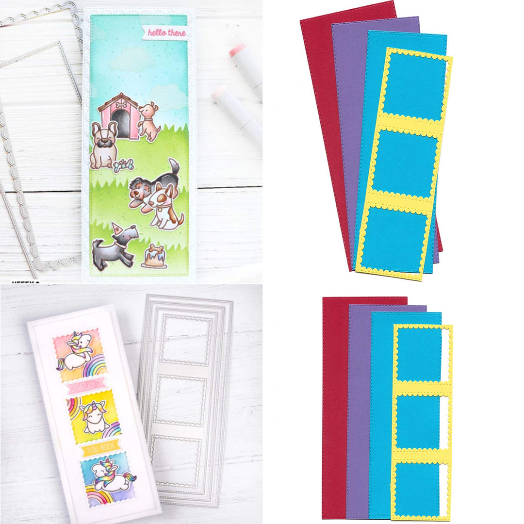 Rectangle Sqaure Frame Metal Die Cuts,Long Frame Square Christmas Card Cutting Dies Cut Stencils for DIY Embossing Photo Decorative Paper Dies Scrapbooking Card Making