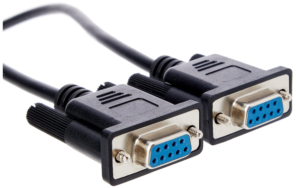 1m Black DB9 RS232 Serial Null Modem Cable F/F - DB9 Female to Female - 9 pin RS232 Null Modem Cable - 1 meter, Black
