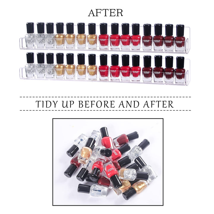 6Pcs/Set Acrylic Nail Polish Rack Wall Mounted,Lipstick Essential Oil Bottle Holder Organizer,Nail Paint Display Stand Shelf for Storage
