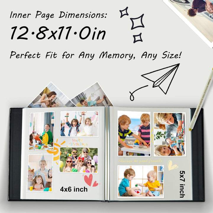 Photo Album for 4x6 Photos, Holds 300 Pockets Black Leather Window Cover Design Bookshelf Photo Albums Acid-Free Black Inner Page Pictures Photo Book for Family Wedding Baby Friend Pet