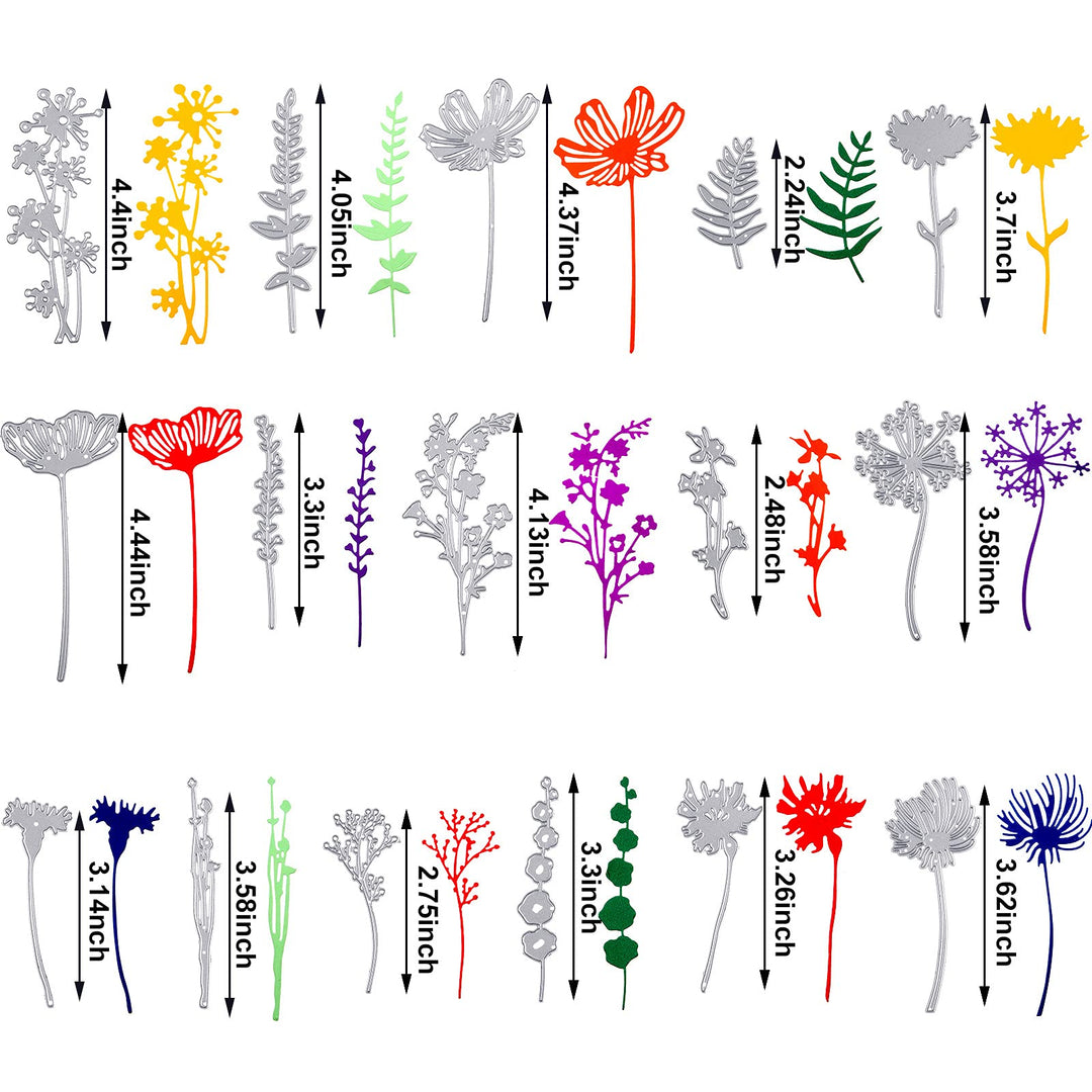17 Pieces Wildflower Metal Cutting Dies 3D Flower Dies Flower Shape Embossing Scrapbooking Dies Cuts Stencil Flower Leaves Embossing Stencil for DIY Scrapbooking Card Making (Classic Style)