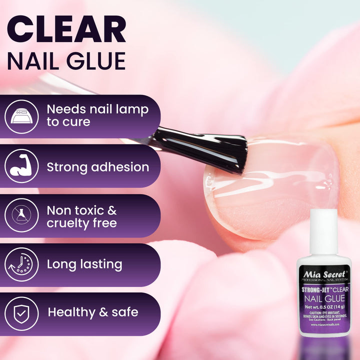 Strong-Jet Brush On Clear Nail Glue 335 - Ideal to adhere Crystals Over Any Acrylic and Gel Surface