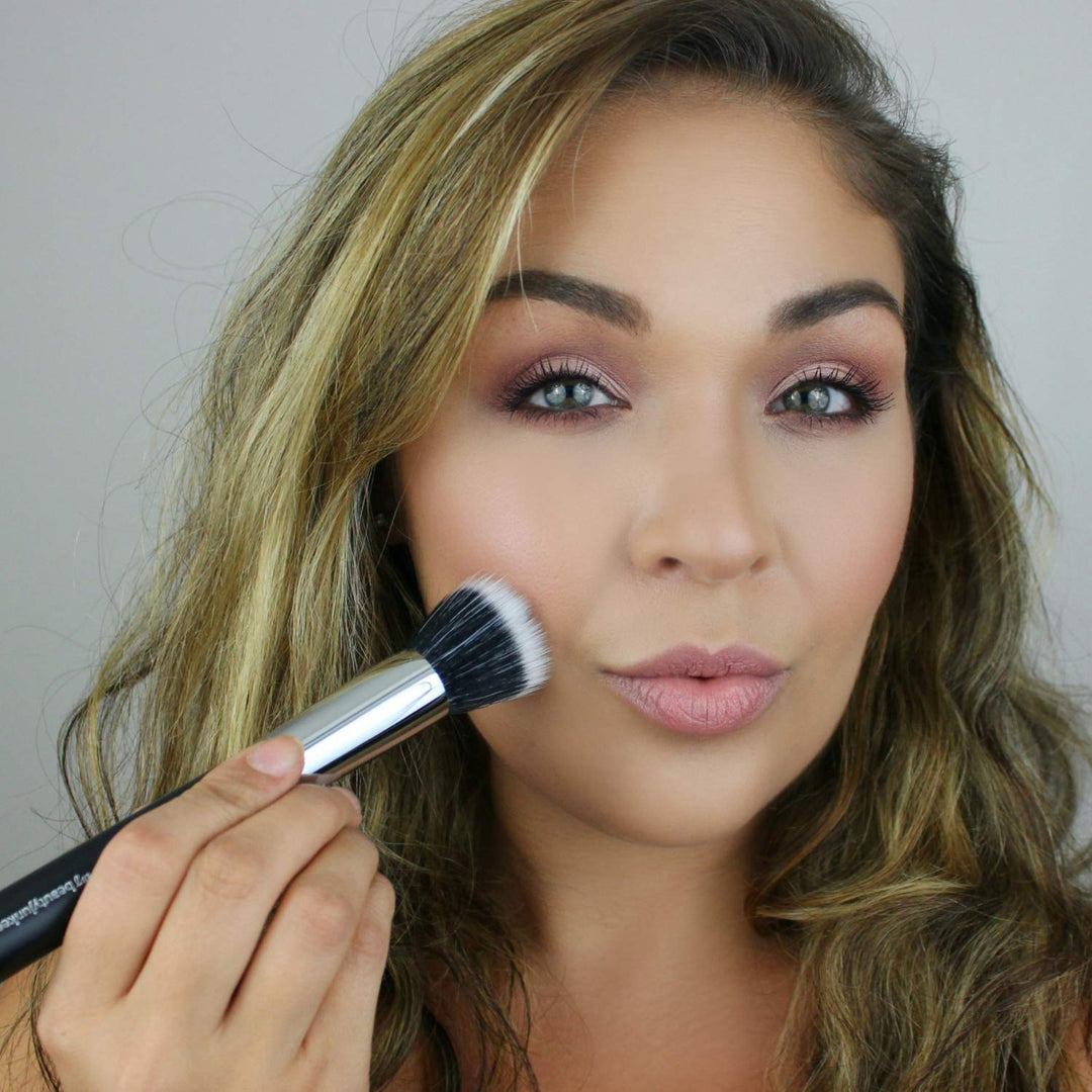 1 Pc Duo Fiber Large Stippling, Black: Pro Duo Fiber Large Stippling Makeup Brush To Blend Liquid Foundation For A Sheer Flawless Skin Perfecting Finish, Synthetic