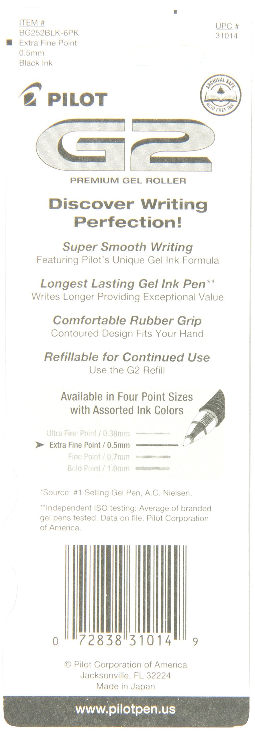 , G2 Premium Gel Roller Pens, Extra Fine Point 0.5 mm, Pack of 2, Black