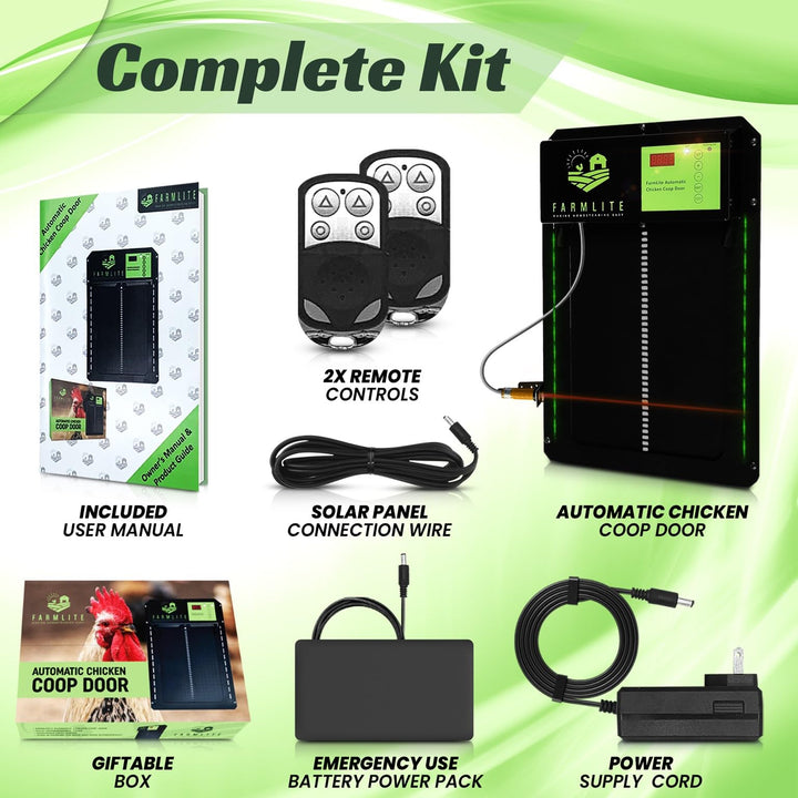 Automatic Chicken Coop Door Opener | Non-Battery Powered Automatic Chicken Door (Dark Black, Opening Size (8.5 Width x 13 Height))