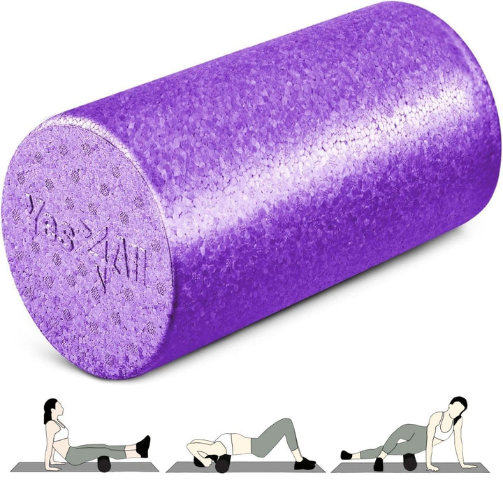 Premium PE High Density Foam Roller for Physical Massage Therapy, Mobility & Flexibility (Purple - 12)
