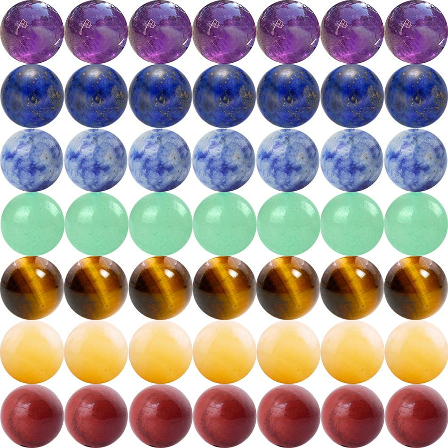 7 Chakra Natural Stone Beads Mixed 100pcs 8mm Round Genuine Real Stone Beading Loose Gemstone Amethyse Color DIY Smooth Beads for Bracelet Necklace Earrings Jewelry Making