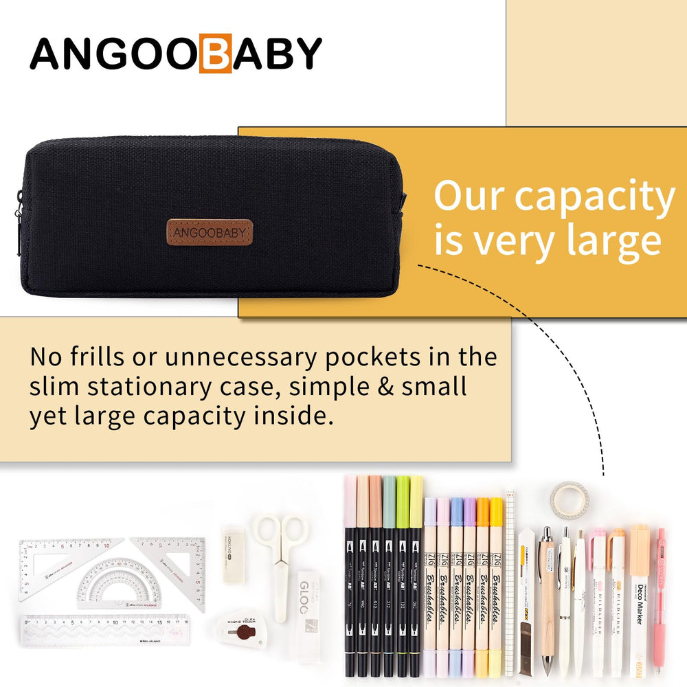 Small Pencil Case Student Pencil Pouch Coin Pouch Cosmetic Bag Office Stationery Organizer for Teen School - Black