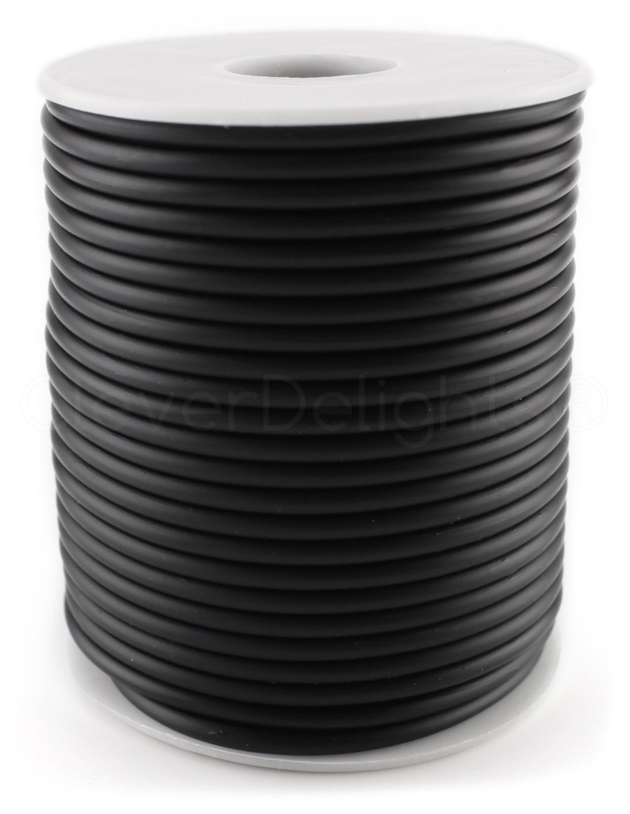 Black Hollow Rubber Tubing - 75 Feet - 3mm Diameter Tube Cord - 3/32 OD x 1/32 ID