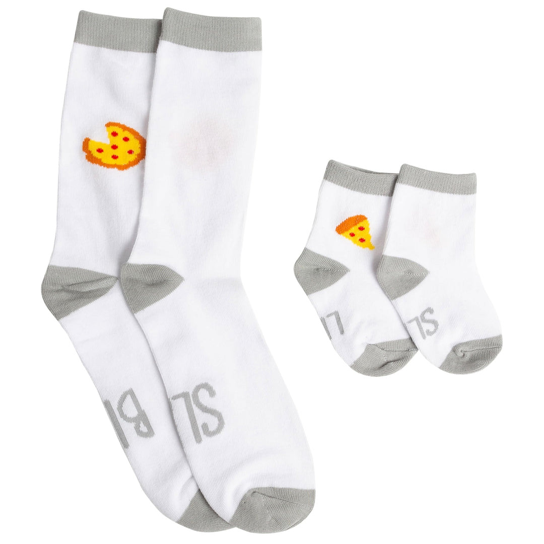 Unisex Baby & Me Matching Set, Big Lil Graphic, Christmas Gift for New Fathers, Toddler Accessories, Daddy + Me Pizza Slice Socks, One Size