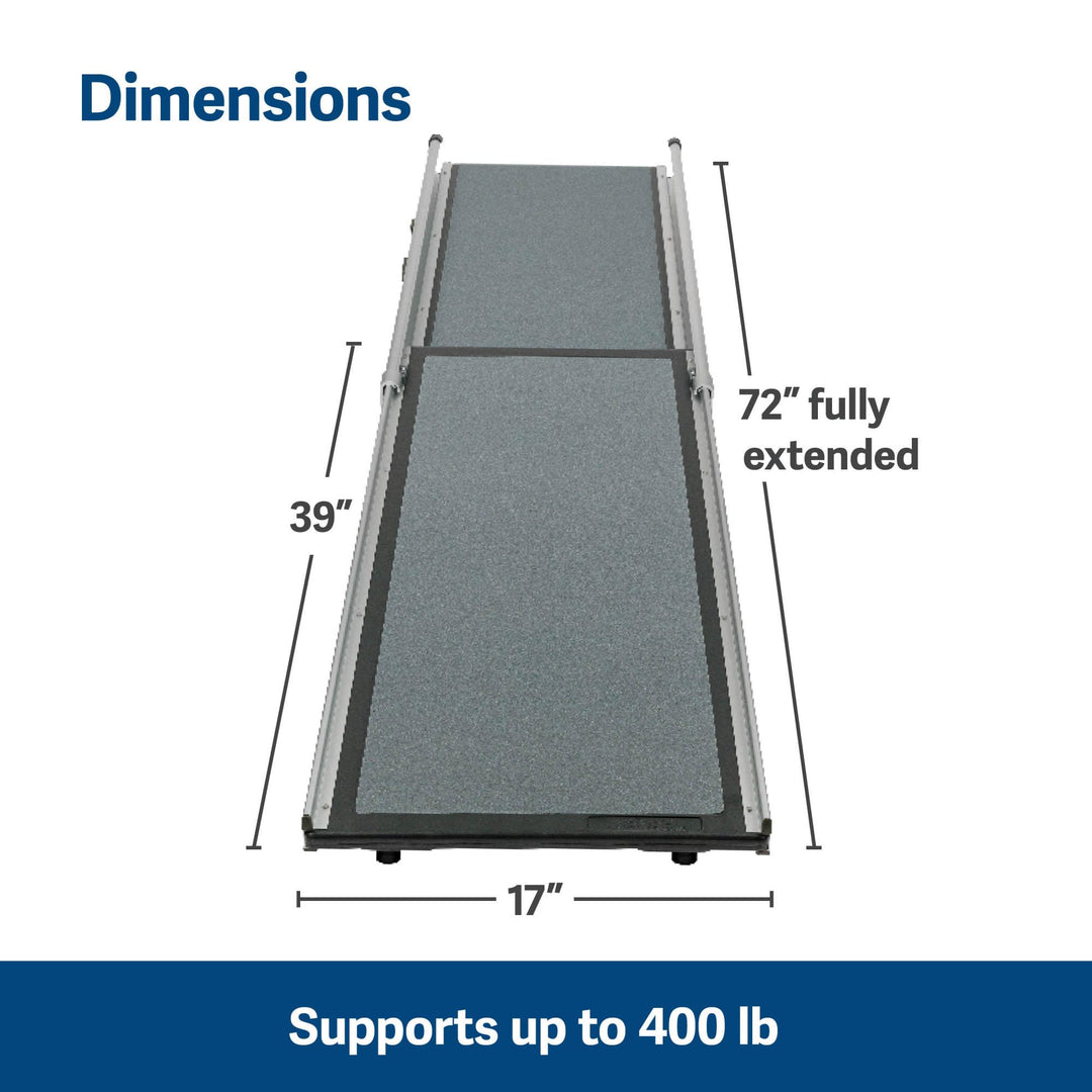 Happy Ride Telescoping Dog Ramp, Portable Pet Ramp for Cars, Trucks & SUVs with Adjustable Sizing