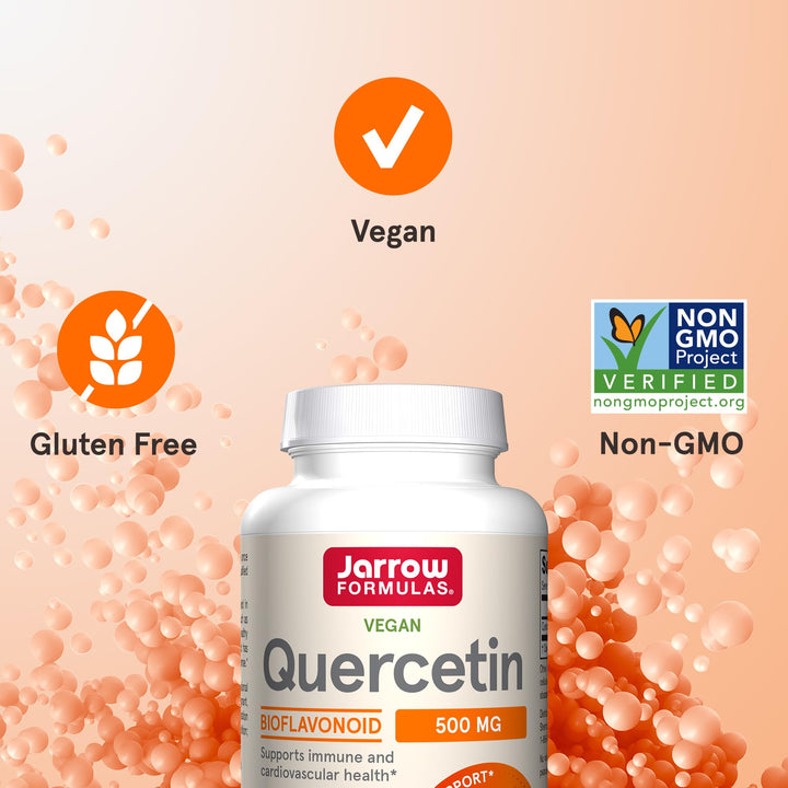 Quercetin 500 mg, Dietary Supplement, Antioxidant Support for Cardiovascular and Immune Health, 200 Veggie Capsules, 200 Day Supply