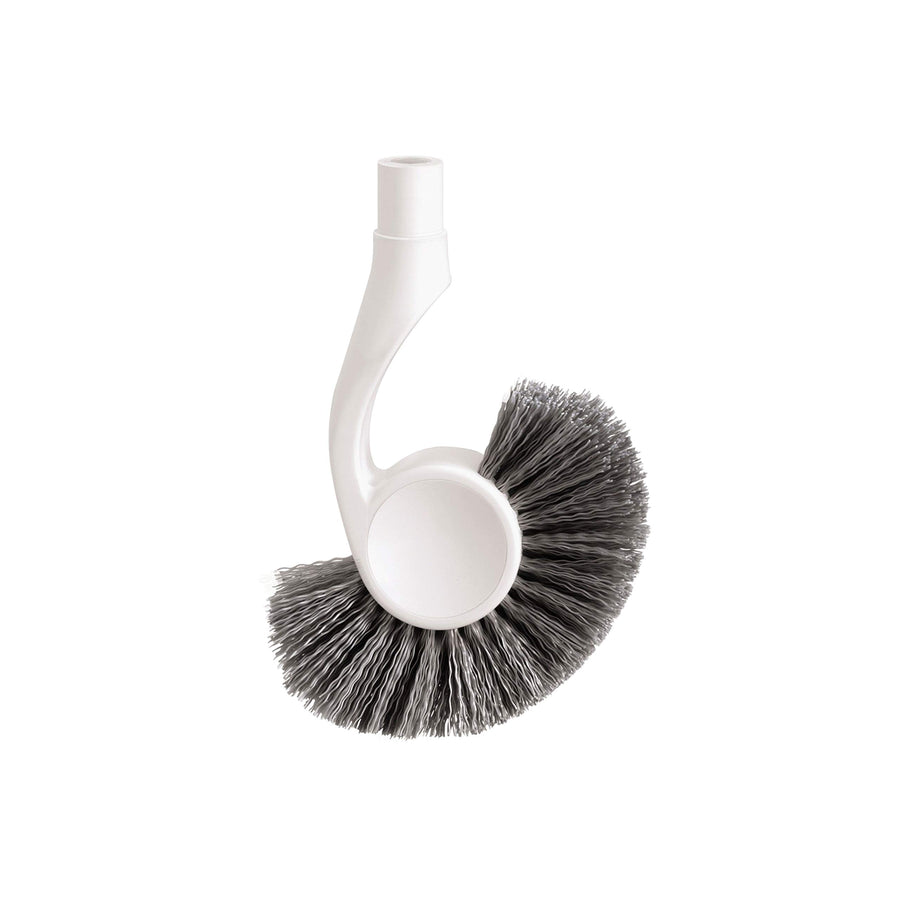 Replacement Toilet Brush Head, Easy Screw On, Stiff Outer Bristles, White Plastic