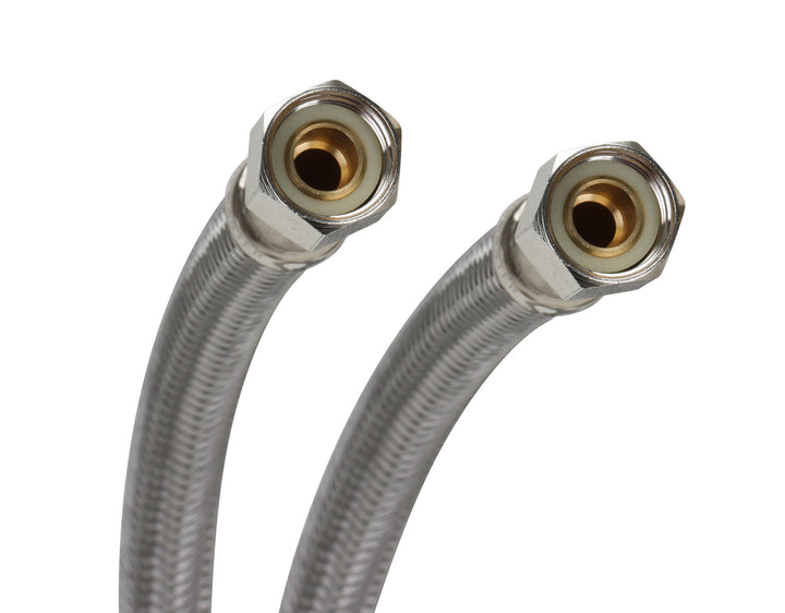 B6F16 Faucet Connector, Braided Stainless Steel - 3/8 Female Compression Thread x 3/8 Female Compression Thread, 16-Inch Length