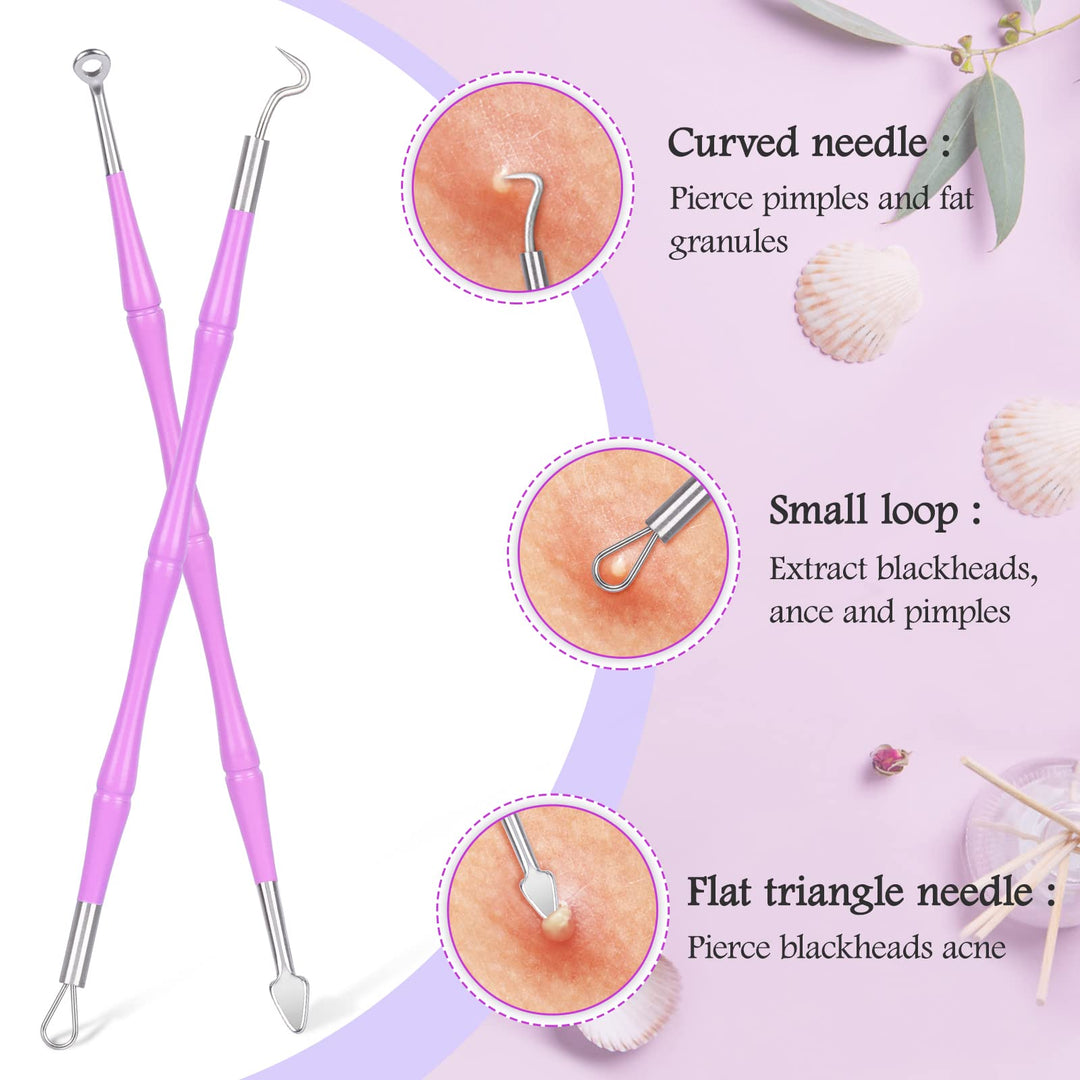 Blackhead Remover Tools, 7PCS Pimple Popper Tool Kit Professional Stainless Comedone Popper Extractor Tool for Blackhead Blemish Zit Removing with Leather Travel Case