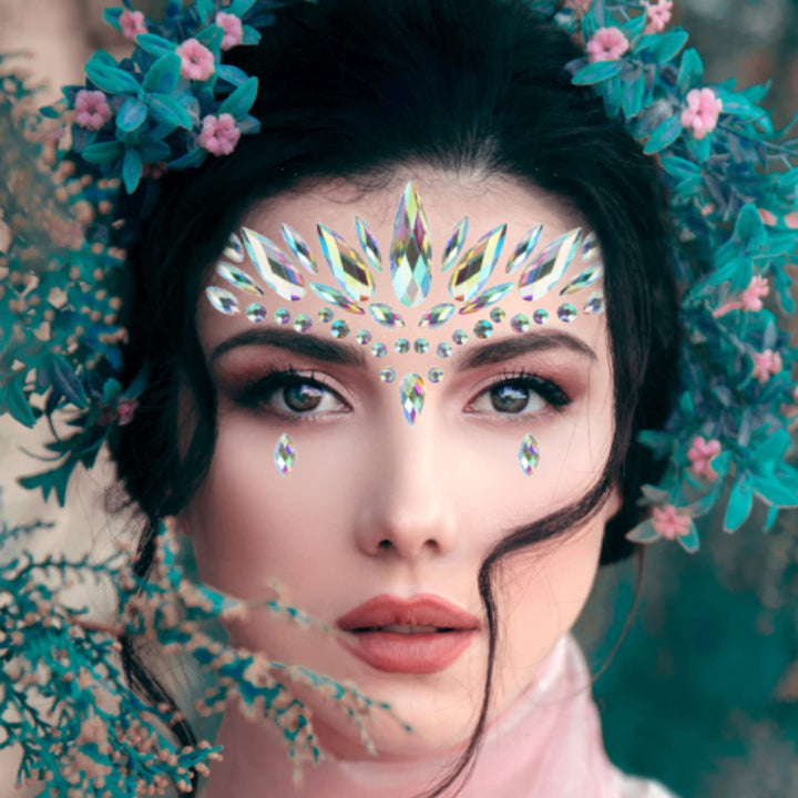 4 Sets Mermaid Face Gems Rhinestone Festival Jewels Crystals Temporary Tattoos