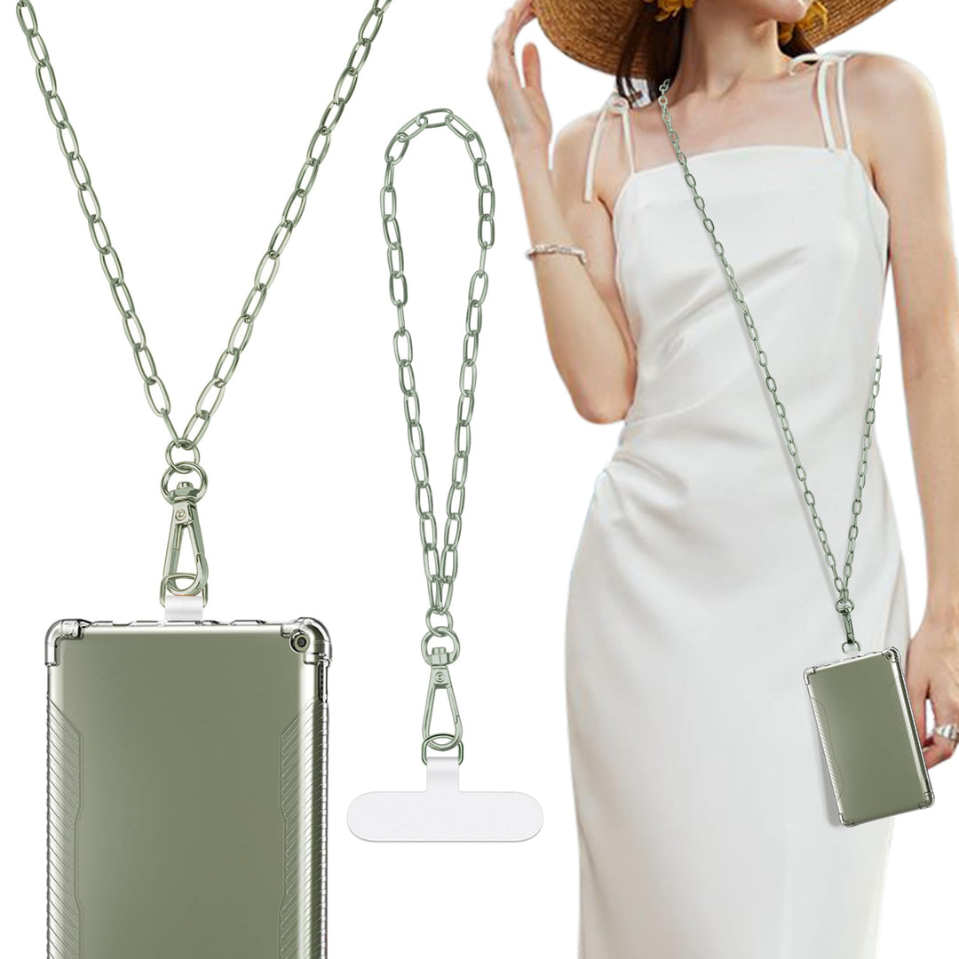 Phone Crossbody Strap, Universal Phone Lanyard with 1× Metal Phone Strap, 1× Wrist Strap, Phone Chain Compatible with Most Smartphones Case Anti-Scratch Reinforced Corners, Clear Bodhi Green
