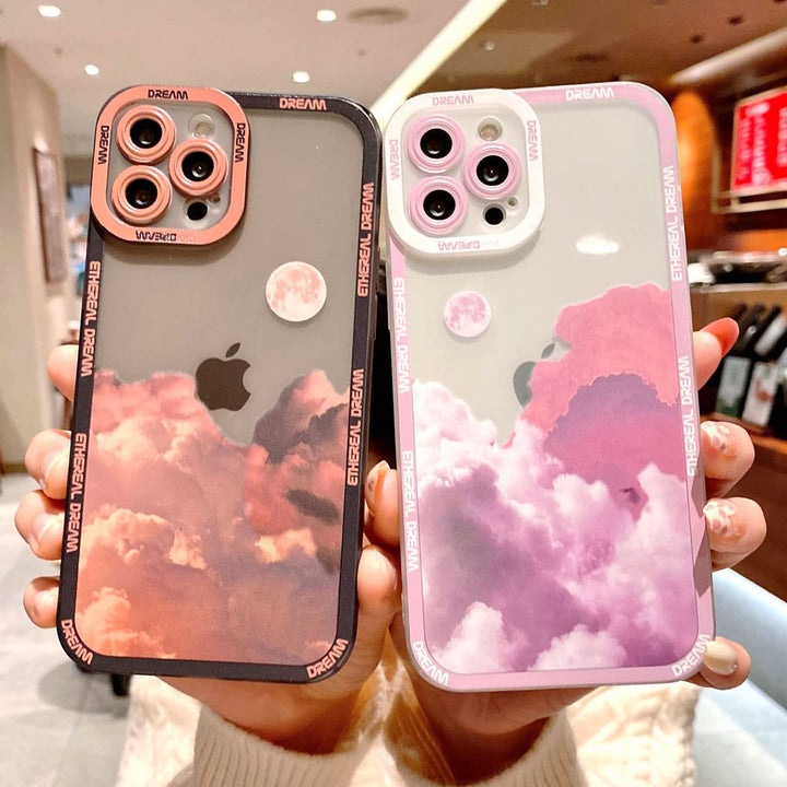 Compatible for iPhone 12 Pro Max Case, Snow Mountain Moon Night Lovely Phone Case, Soft TPU Shockproof Camera Lens Protective Cute Case for iPhone 12 pro max for Women Girls - Blue