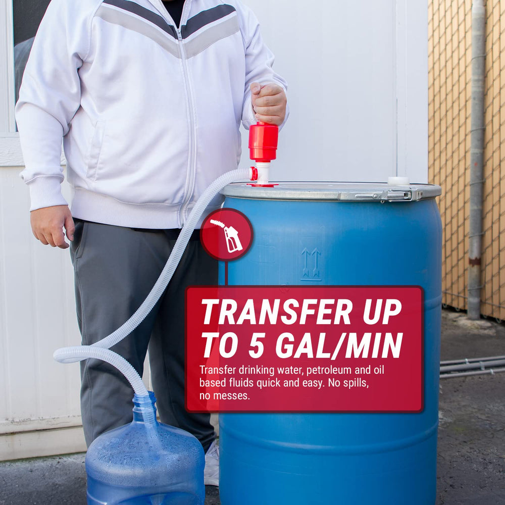 TRDRUM20 Emergency BPA-Free Drinking Water Drum Siphon Pump (5.5 GPM) for 55 Gallon Drums