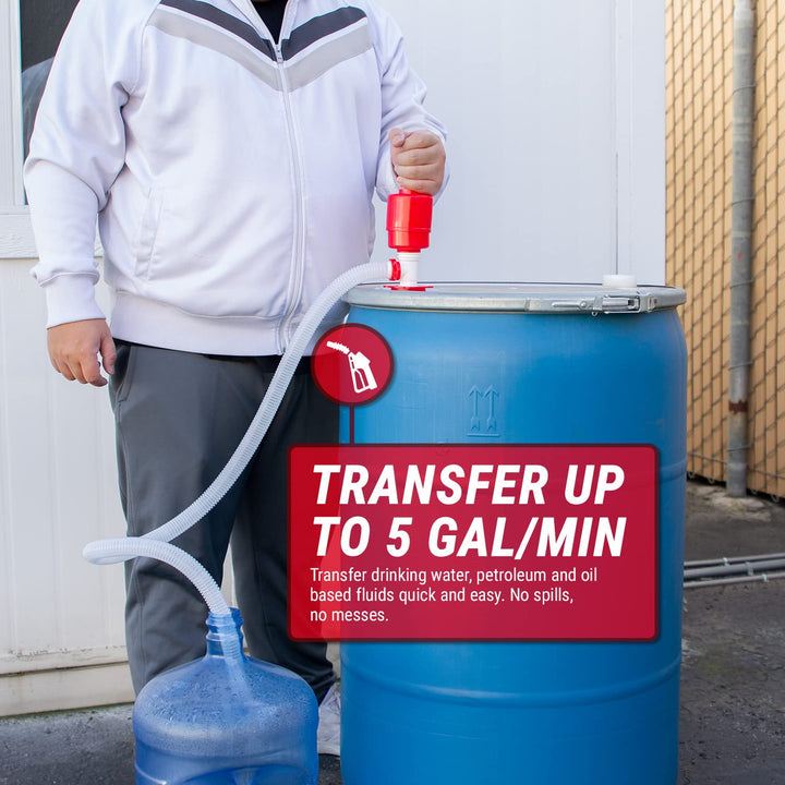 TRDRUM20 Emergency BPA-Free Drinking Water Drum Siphon Pump (5.5 GPM) for 55 Gallon Drums
