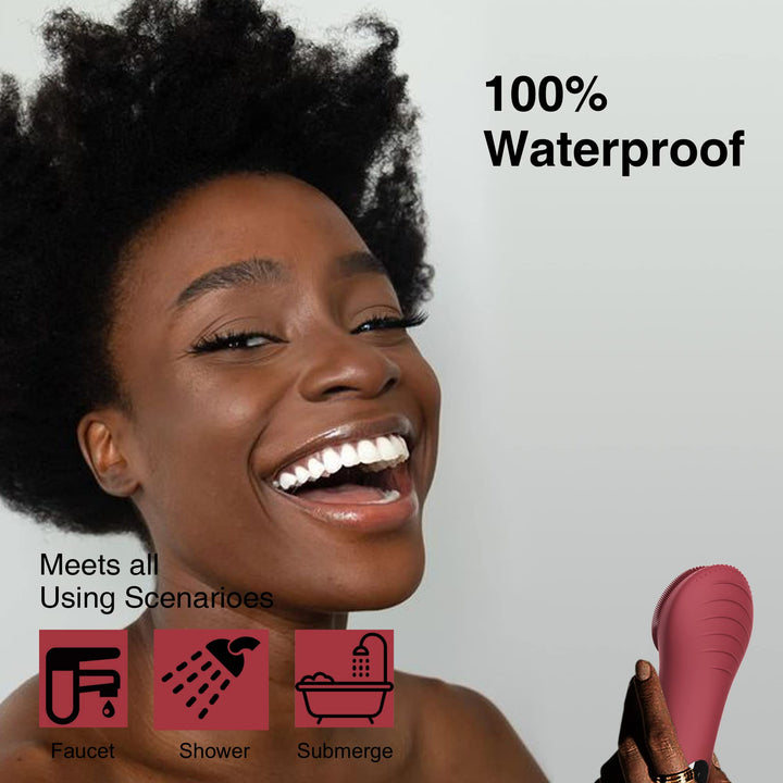 Face Scrubber, CLIE Facial Cleansing Brush, Waterproof and Rechargeable Face Scrub Brush for Men & Women, Cleansing, Exfoliating and Massaging, Electric Face Wash Brush - Berry