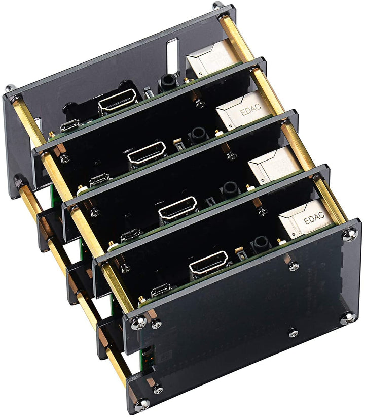 Cluster Case for Raspberry Pi 4 Model B, Pi Case with Cooling Fan and Heatsinks for Raspberry Pi 3 Model B+, Raspberry Pi 3/2 Model B