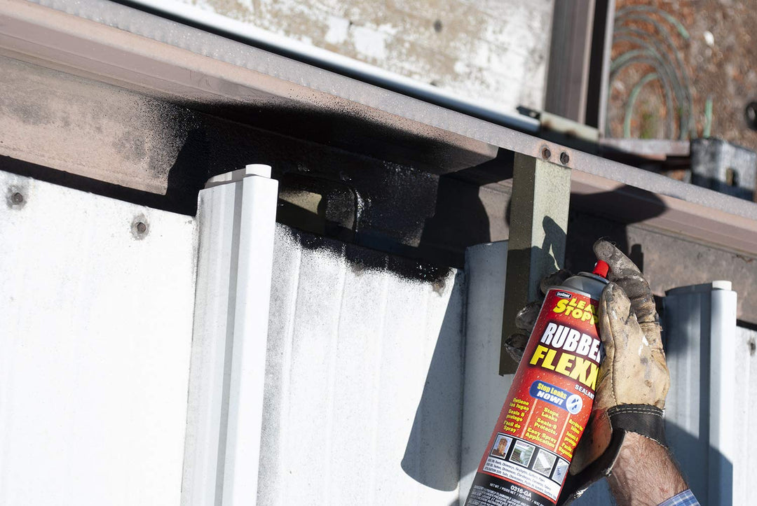 Rubber Flexx – Waterproof Repair & Sealant Spray - Point & Spray to Seal Cracks, Holes, Leaks, Corrosion & More | Black – 1 Bottle 18oz