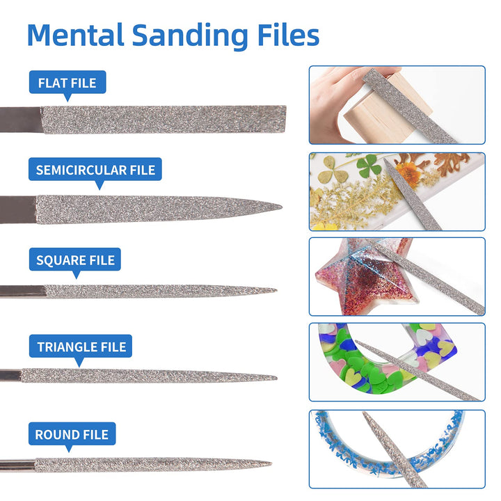 24PCS Resin Casting Tools Set, Epoxy Resin Sandpaper and Polishing Kit, 5 Resin File, 12 Sand Papers, 4 Polishing Blocks, for Polishing Epoxy Resin Jewelry Making Supplies