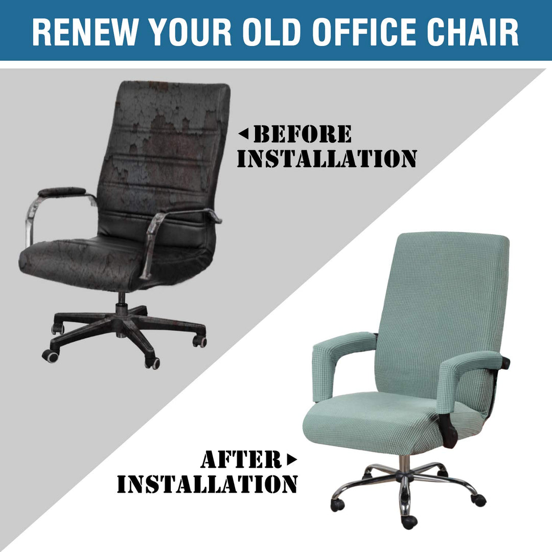 Home Office Chair Covers Stretchable Computer Desk Chair Covers Mid - High Back Universal Executive Boss Chair Covers Gaming Chair Covers Non Slip Thick Jacquard, Sage - Large