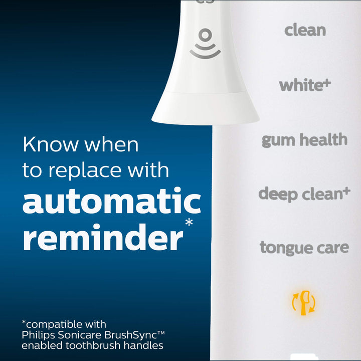 Genuine W3 Premium White Replacement Toothbrush Heads, 4 Brush Heads, White, HX9064/65