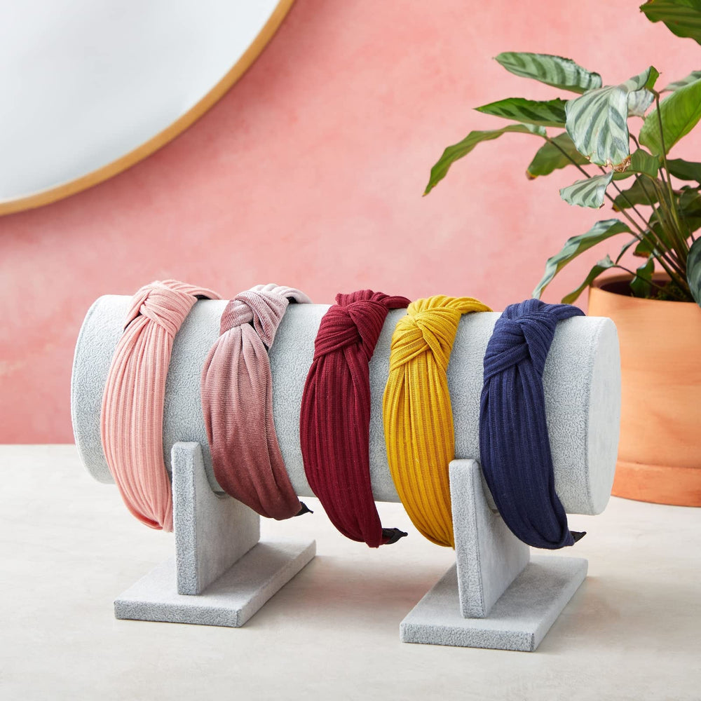 Velvet Headband Holder and Organizer Stand for Girls and Women - Storage Rack and Display for Hair Accessories (Gray)