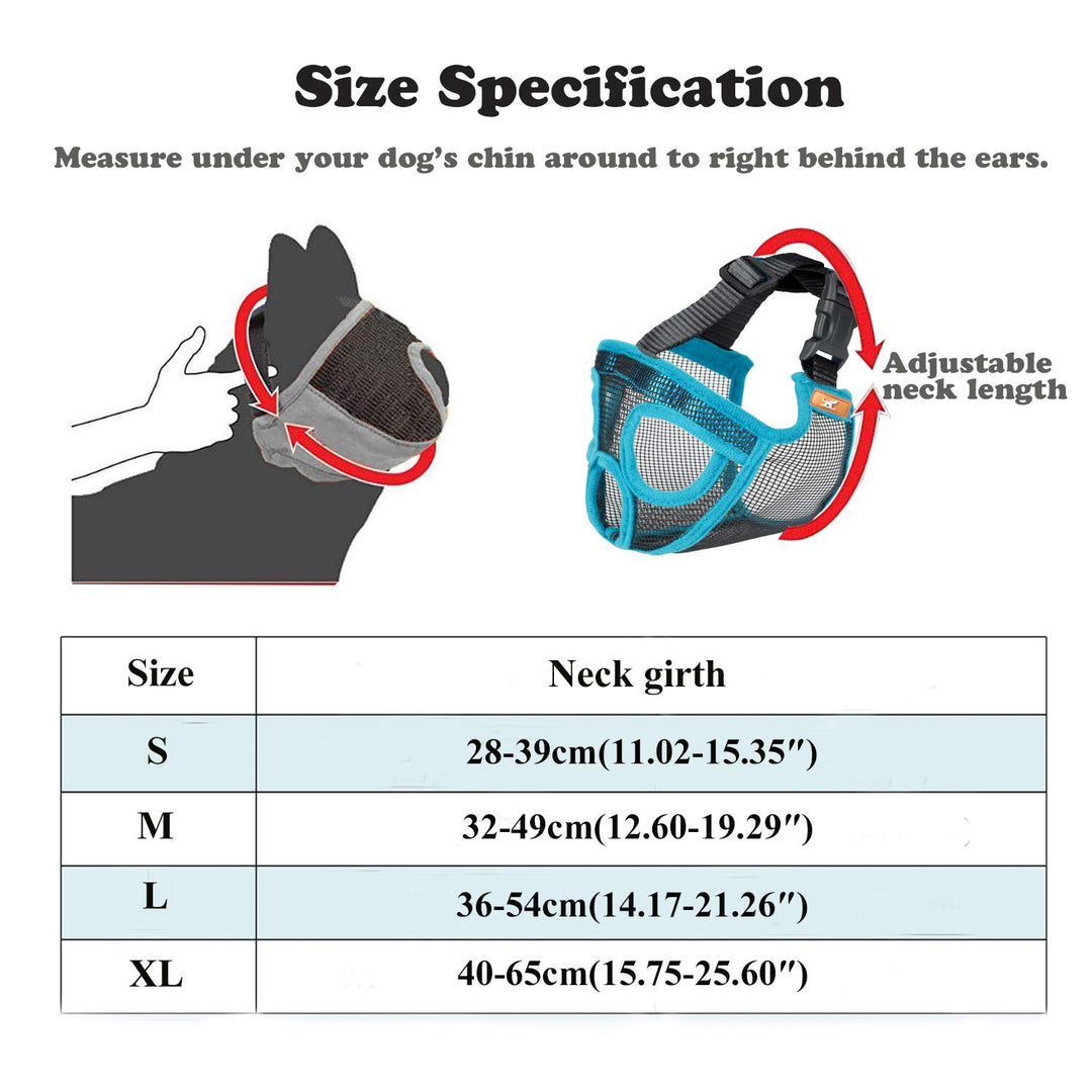 Short Snout Dog Muzzle Mesh Bulldog Muzzle Anti-Biting Barking Chewing, Adjustable (M, Lake Blue)
