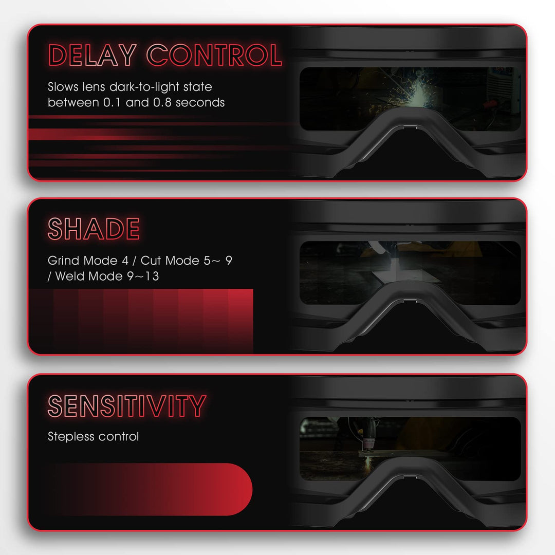 True Color Auto Darkening Welding Goggles, Wide Shade Range 4/5-9/9-13 with Grinding, Welding Glasses Welder Mask Welding Helmet for TIG MIG ARC Plasma Cut